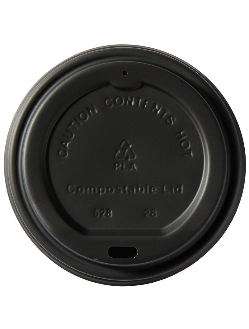 10oz - 20oz Black Biodegradable Coffee Cup Lids