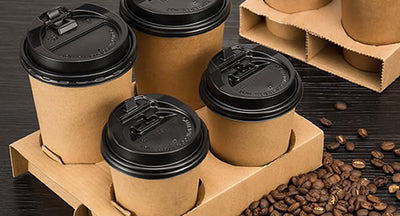 In stock: Cardboard 2-cup and 4-cup carriers