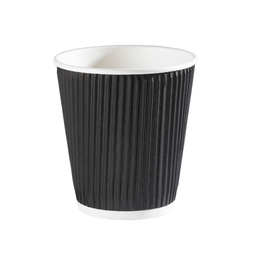 12oz Squat Black Ripple Hot Drink Cups