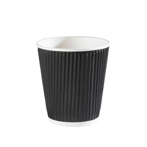 10oz Squat Black Ripple Cups