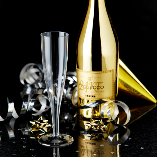 Large Plastic Champagne Flutes 160ml - Unmarked