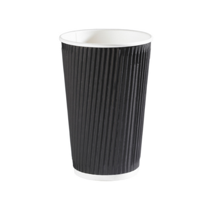 16oz Black Ripple Paper Cups