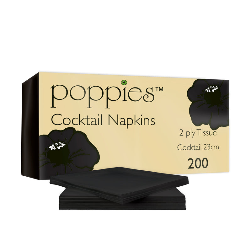 Small Black Cocktail Napkins