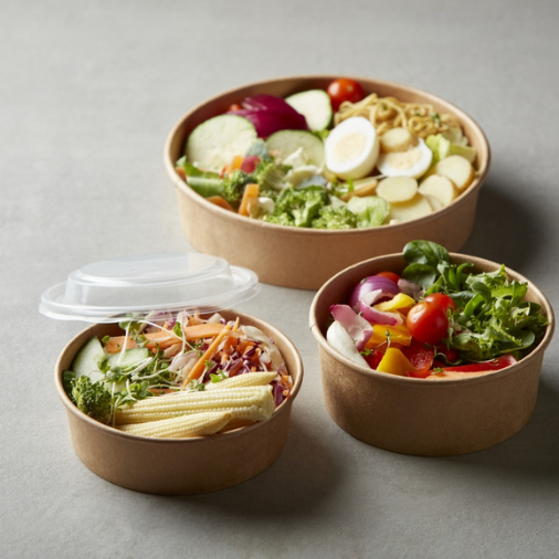 Kraft Salad Bowl PET Lids For 500ml & 750ml