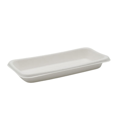 No1 Rectangular Bagasse Tray 200 x 100 x 20 mm (8" x 4") 