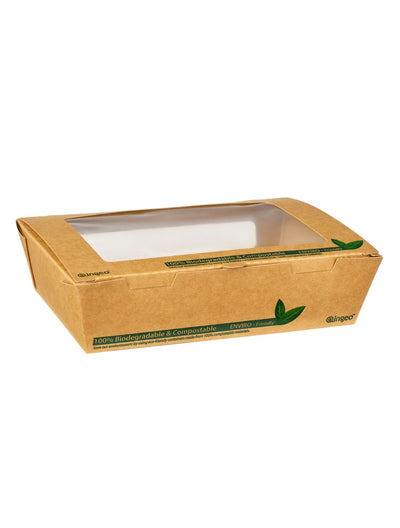 1200ml PLA Tuck Top Kraft Window Salad Box