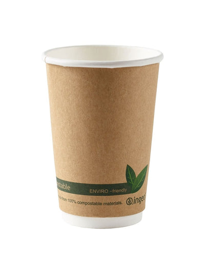 16oz PLA Double Wall Brown Paper Cups