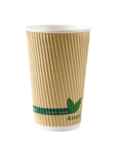16oz Compostable / Biodegradable Insulated Ripple Cups
