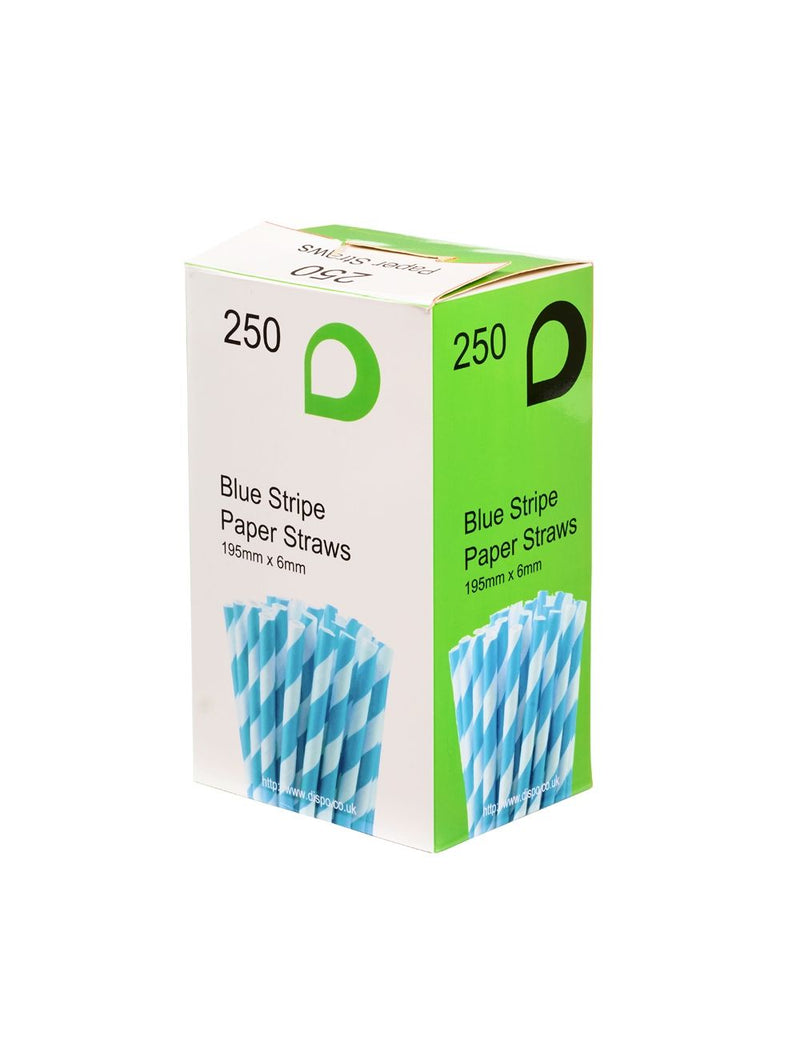 Blue Striped Paper Straws - Biodegradable