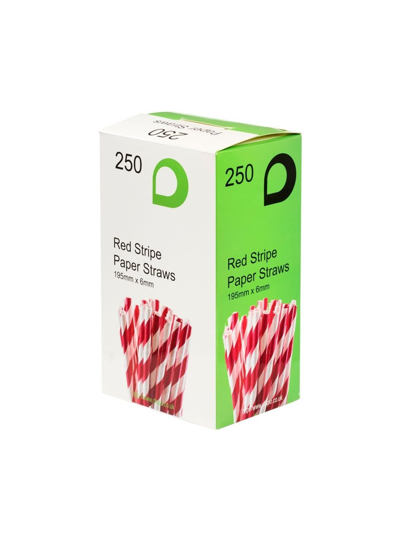 Red Striped Paper Straws - Biodegradable / Compostable