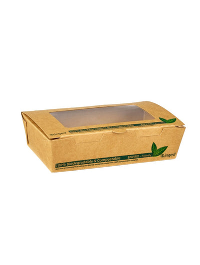 500ml PLA Tuck Top Kraft Window Salad Box