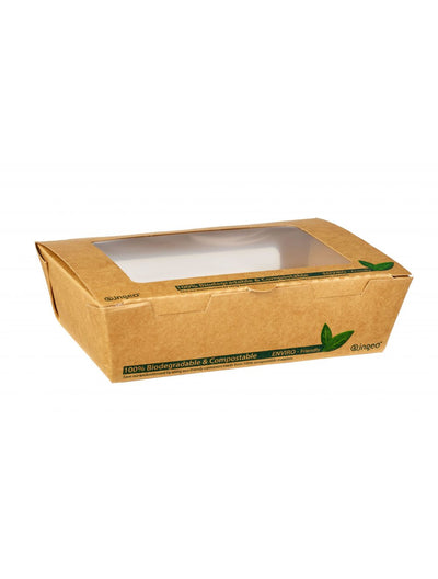 700ml PLA Tuck Top Kraft Window Salad Box