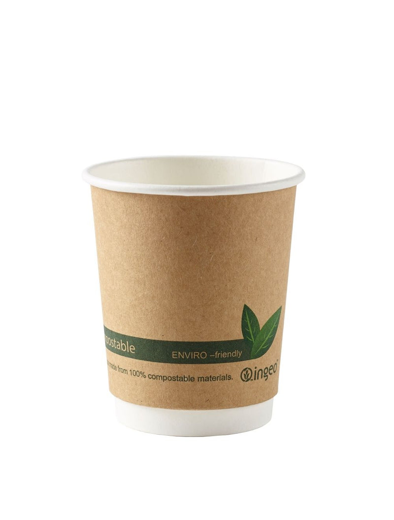 8oz PLA Double Wall Brown Paper Cups