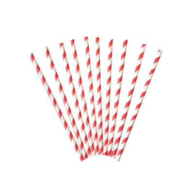 Red Striped Paper Straws