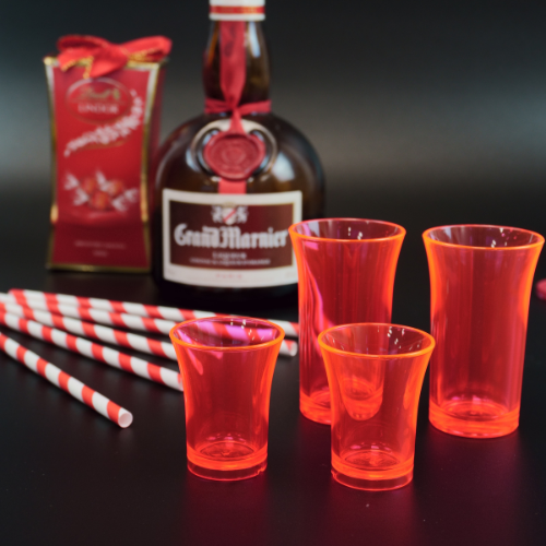ECON 50ml Red Double Shot Glasses