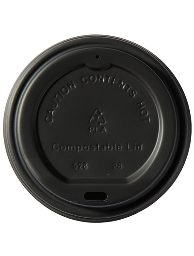 10oz - 20oz Black Biodegradable Coffee Cup Lids