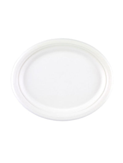 10" x 12" Bagasse Oval Biodegradable Plates